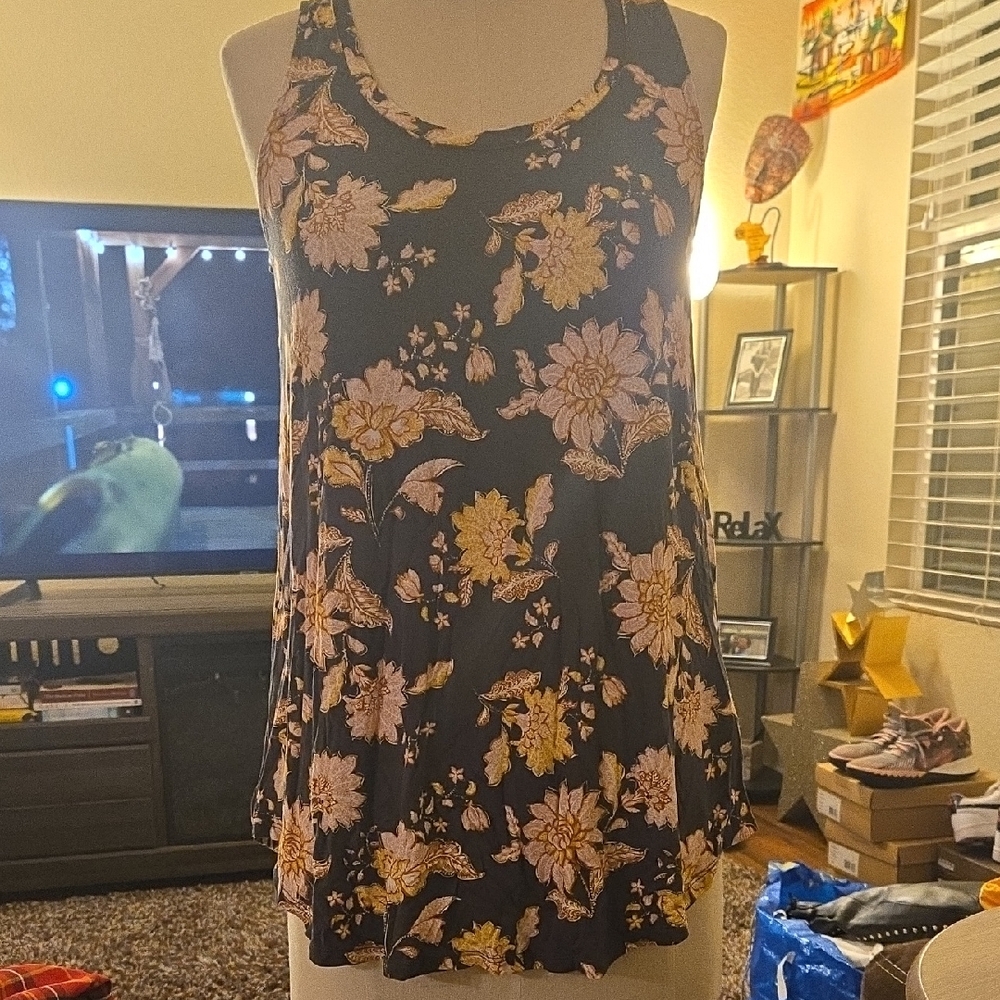 Old Navy Floral Tank Top - Black and Pink